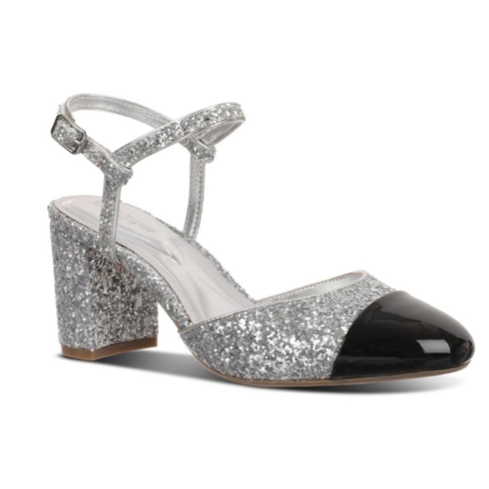 ON 34TH Dotti Patent Captoe Glitter Block Heel Pumps - Size 6 Womens